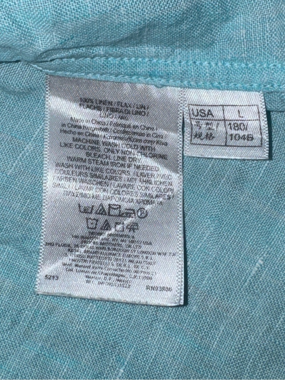 Brooks Brothers Pale aqua Irish linen short sleeve button up shirt, size L - Picture 4 of 4